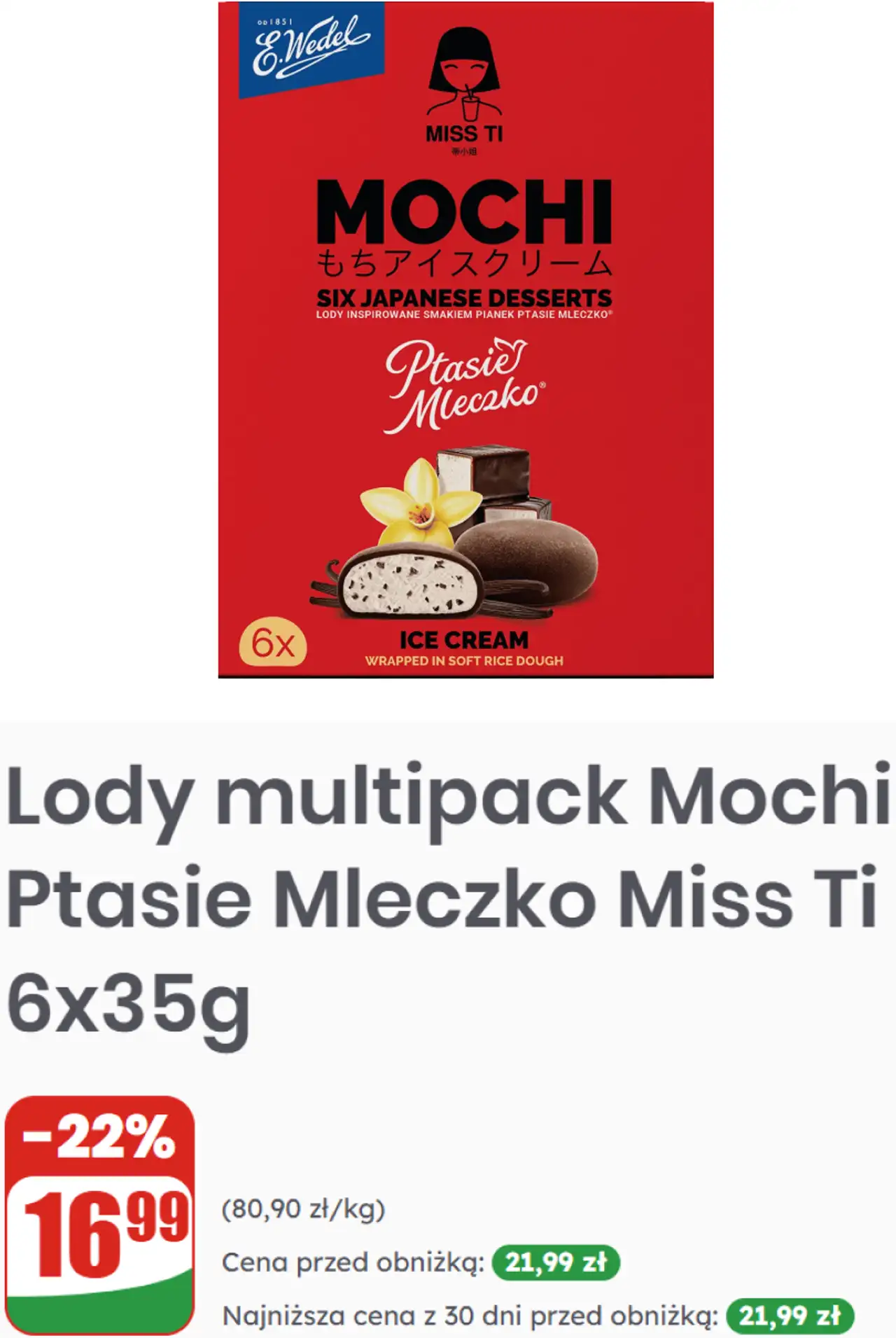 Lody multipack Mochi Ptasie Mleczko Miss Ti 6x35g