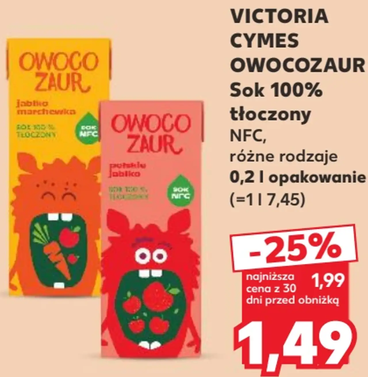 VICTORIA CYMES OWOCOZAUR Sok 100% tłoczony NFC różne rodzaje