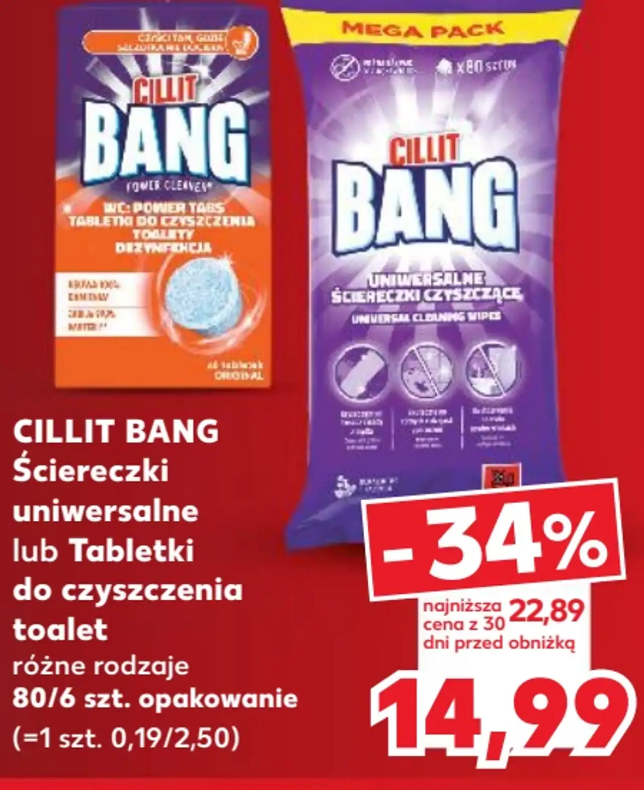 Cillit Bang Ściereczki uniwersalne lub Tabletki do czyszczenia toalet