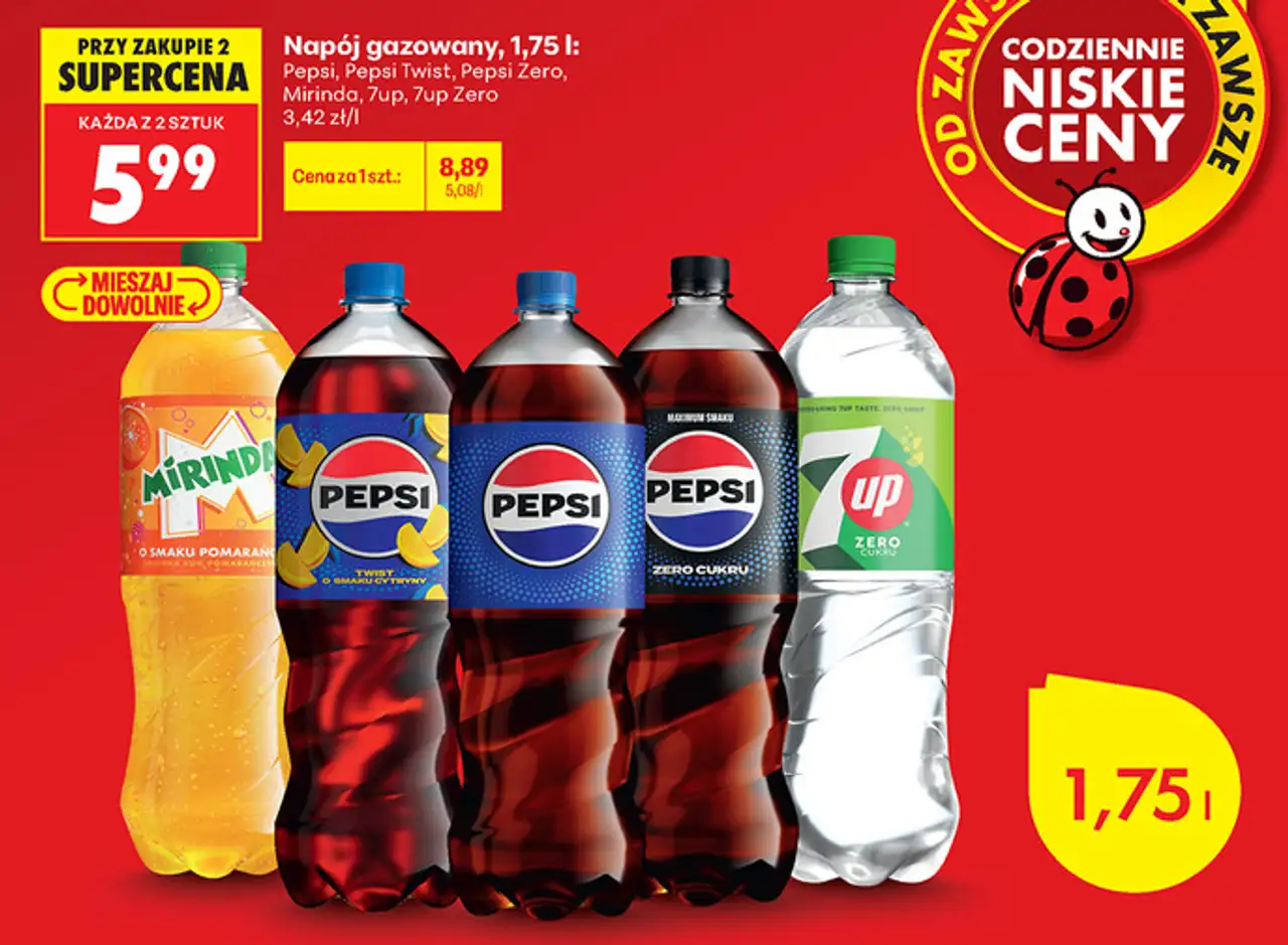 Napój gazowany Pepsi, Pepsi Twist, Pepsi Zero, Mirinda, 7up, 7up Zero