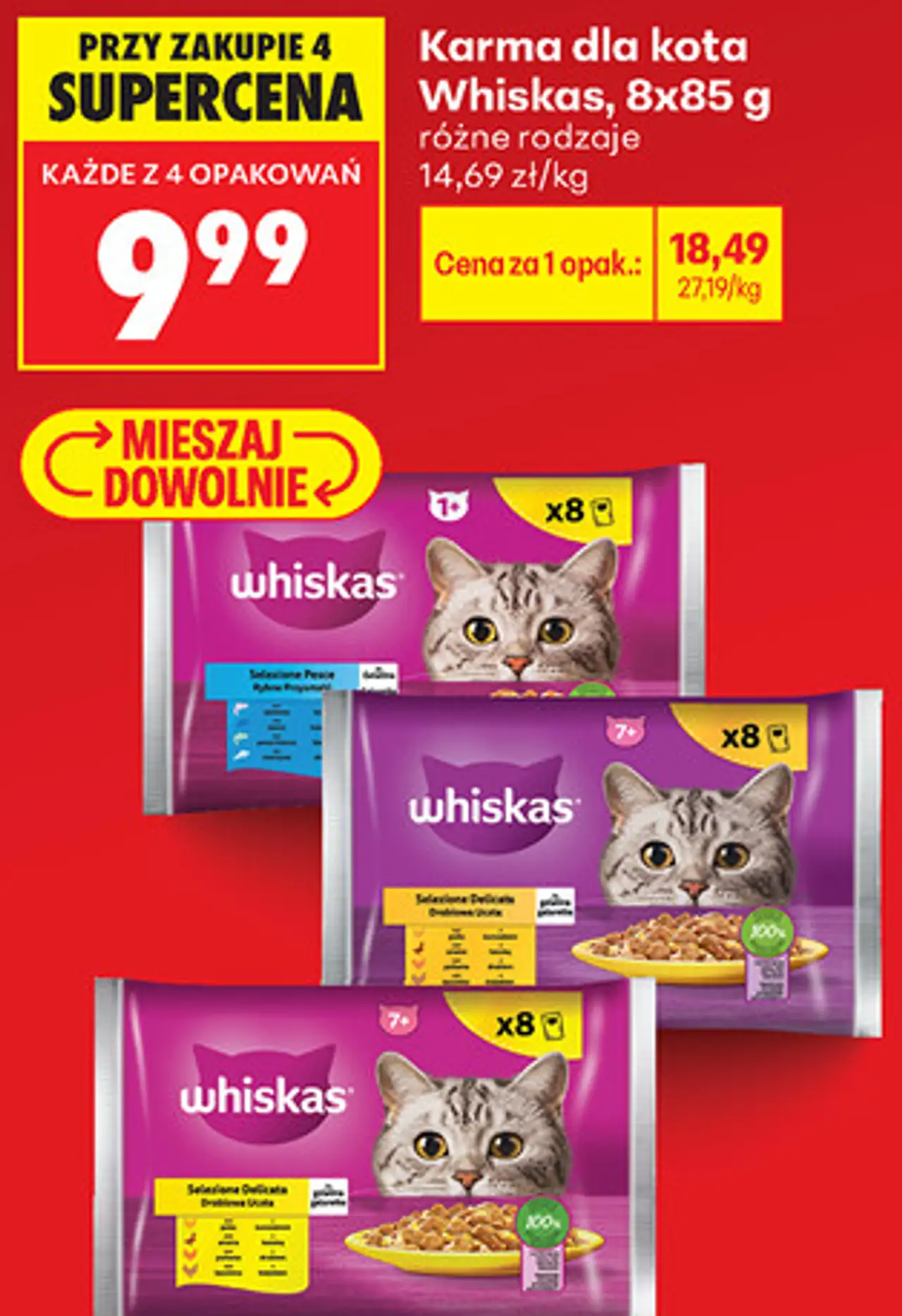 Karma dla kota Whiskas, 8x85 g