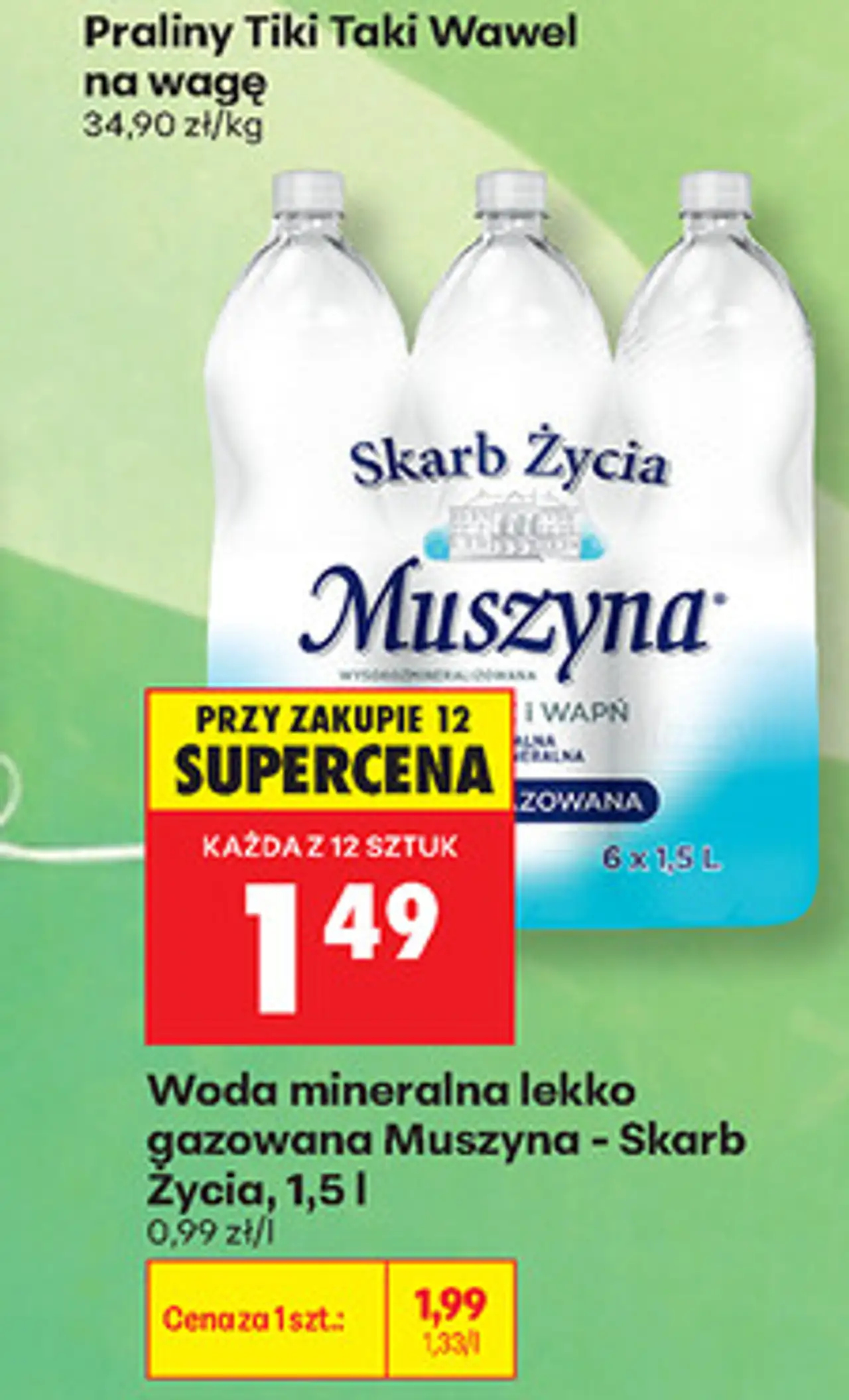 Woda mineralna lekko gazowana Muszyna - Skarb Życia