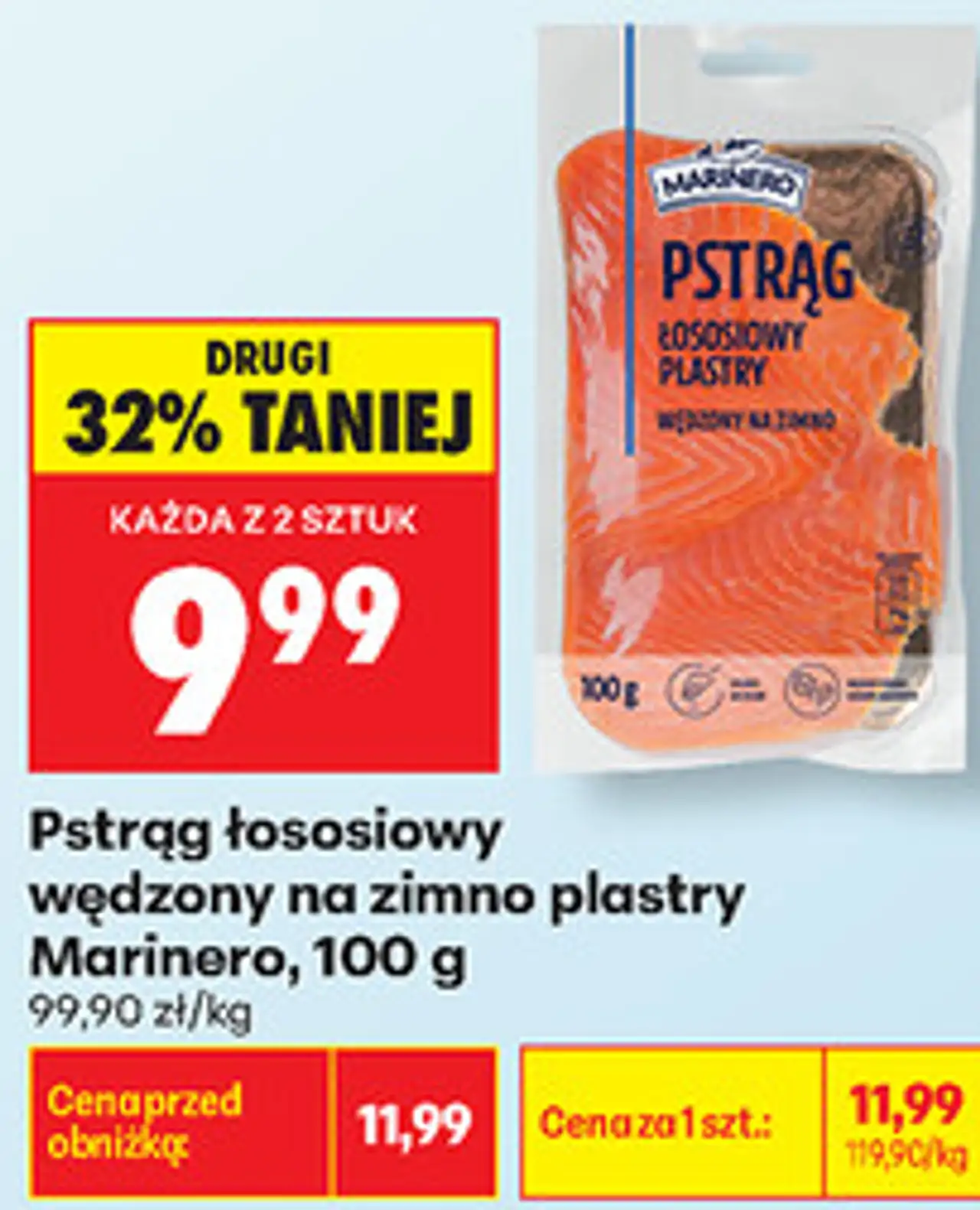 Pstrąg łososiowy wędzony na zimno plastry Marinero