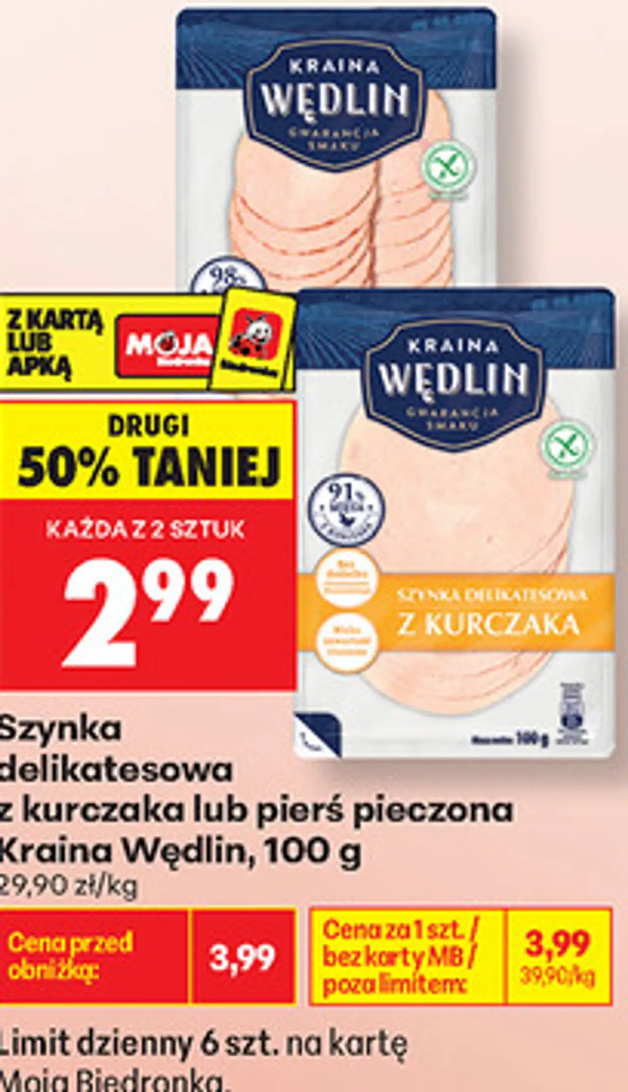 Szynka delikatesowa z kurczaka lub pierś pieczona Kraina Wędlin