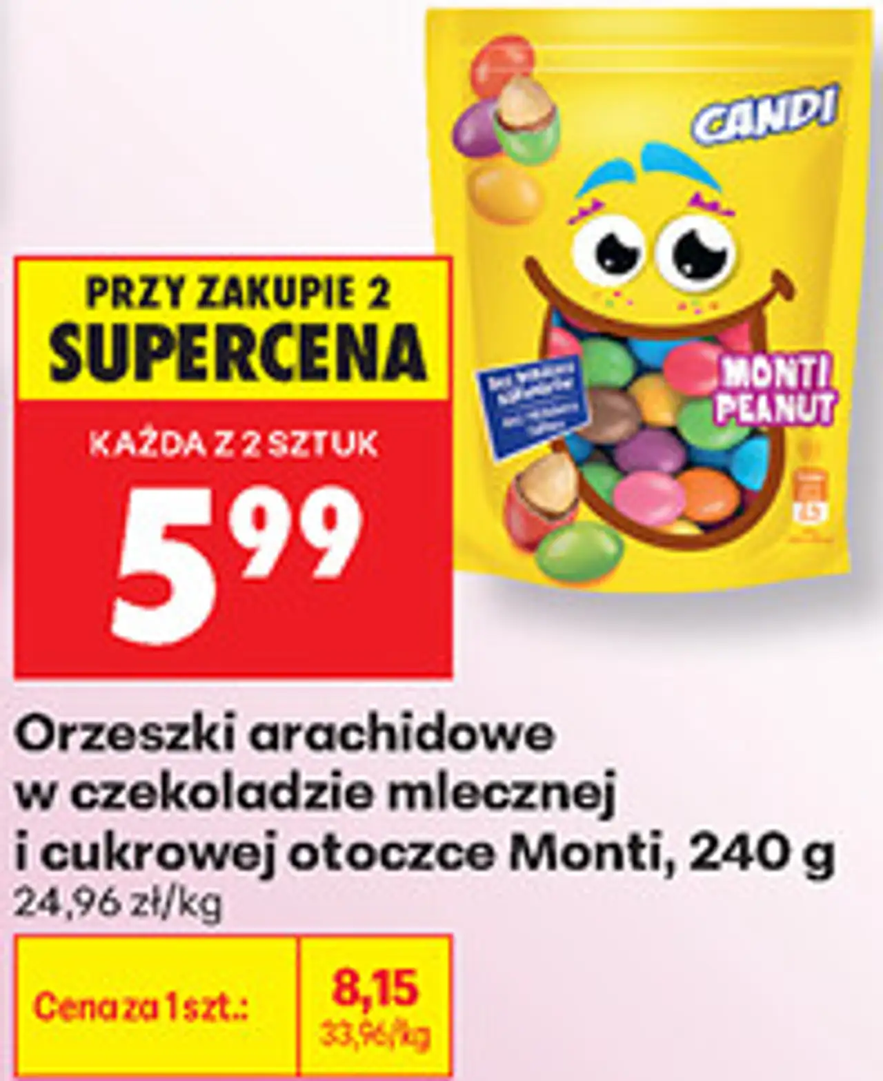 Orzeszki arachidowe w czekoladzie mlecznej i cukrowej otoczce Monti