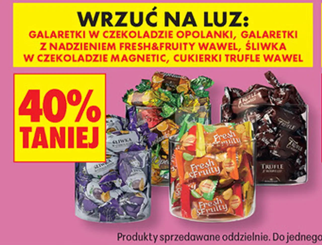 Galaretki Opolanki, Fresh&Fruity Wawel, Śliwka w czekoladzie Magnetic, Trufle Wawel