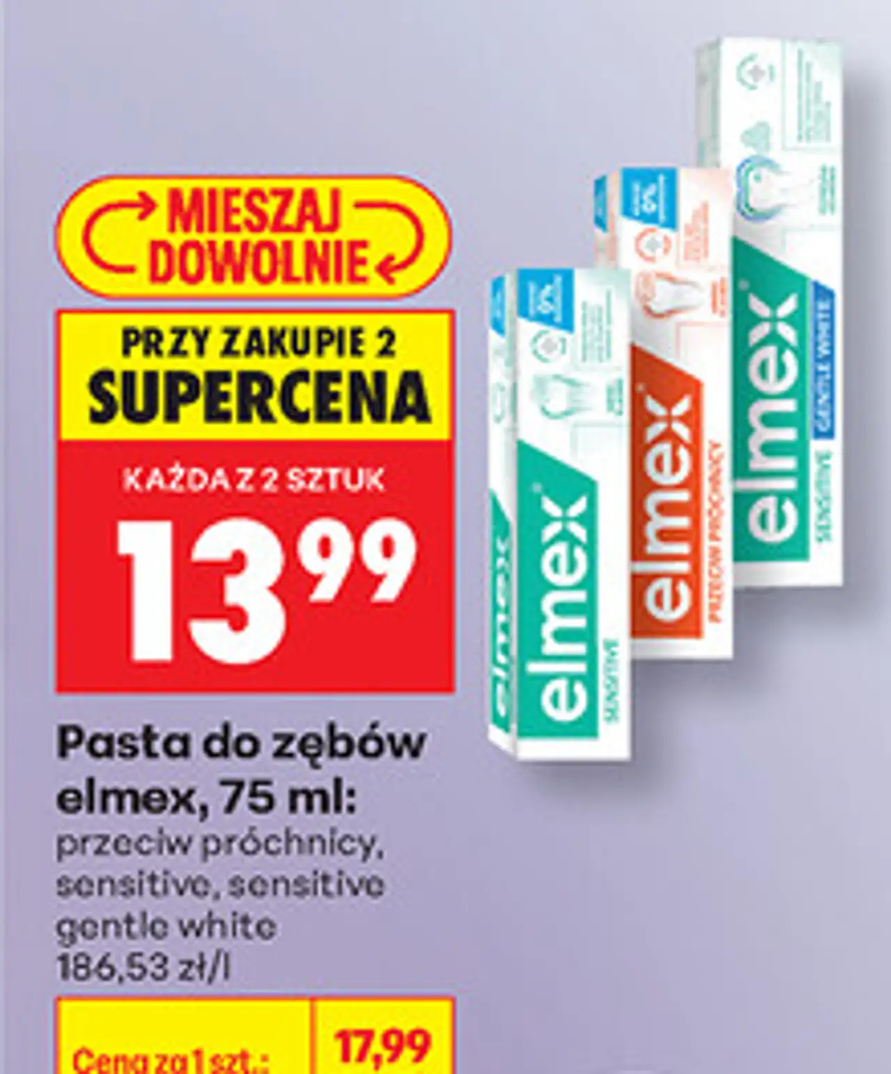 Pasta do zębów elmex, 75 ml: przeciw próchnicy, sensitive, sensitive gentle white