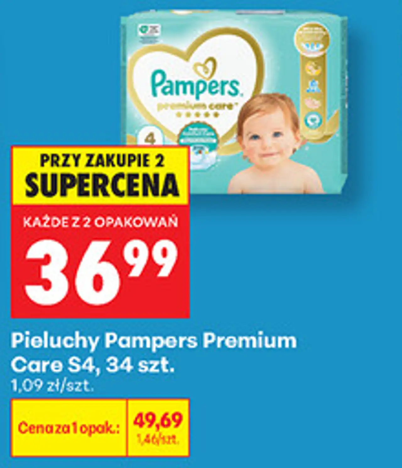 Pieluchy Pampers Premium Care S4, 34 szt.