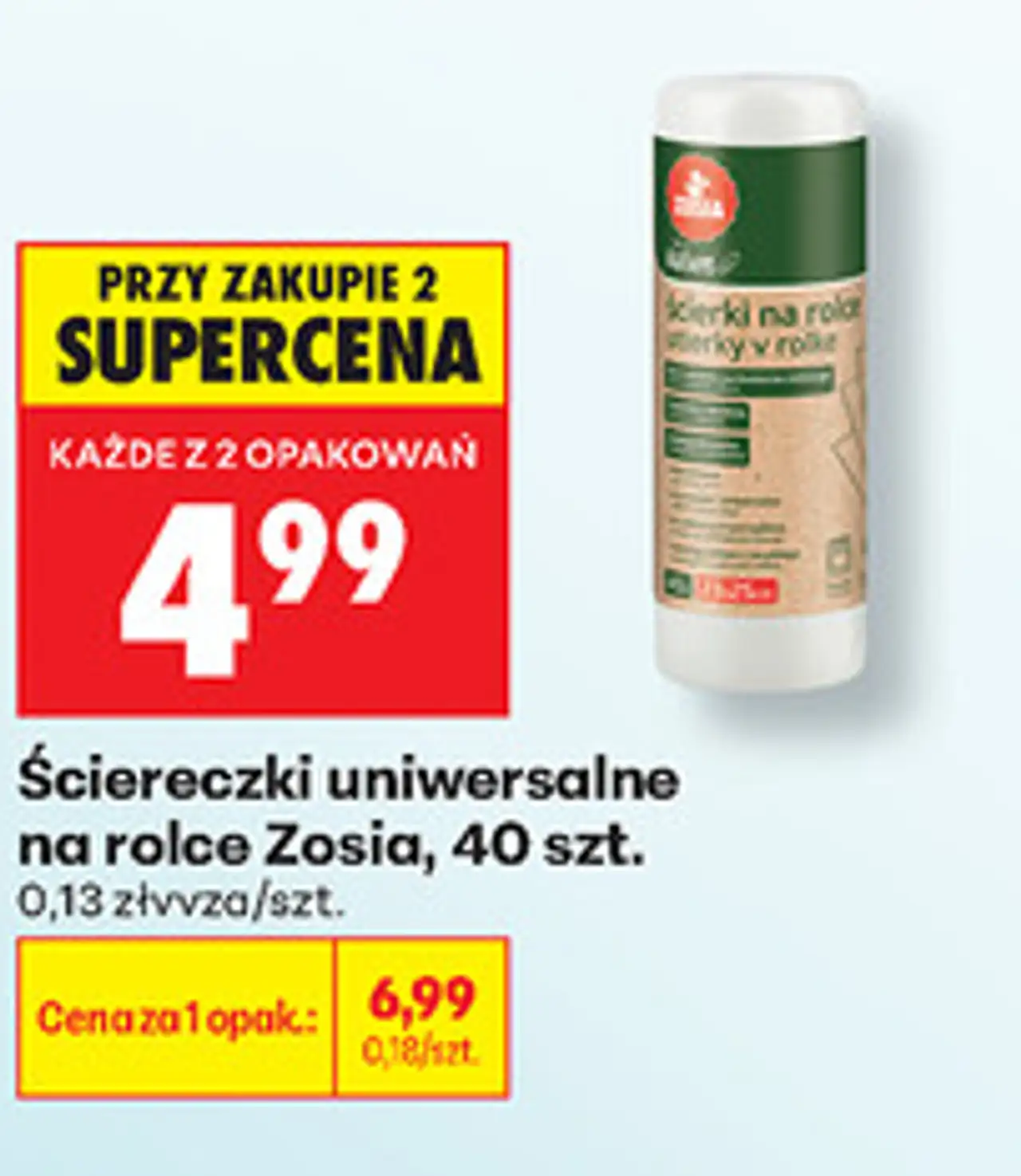 Ściereczki uniwersalne na rolce Zosia, 40 szt.