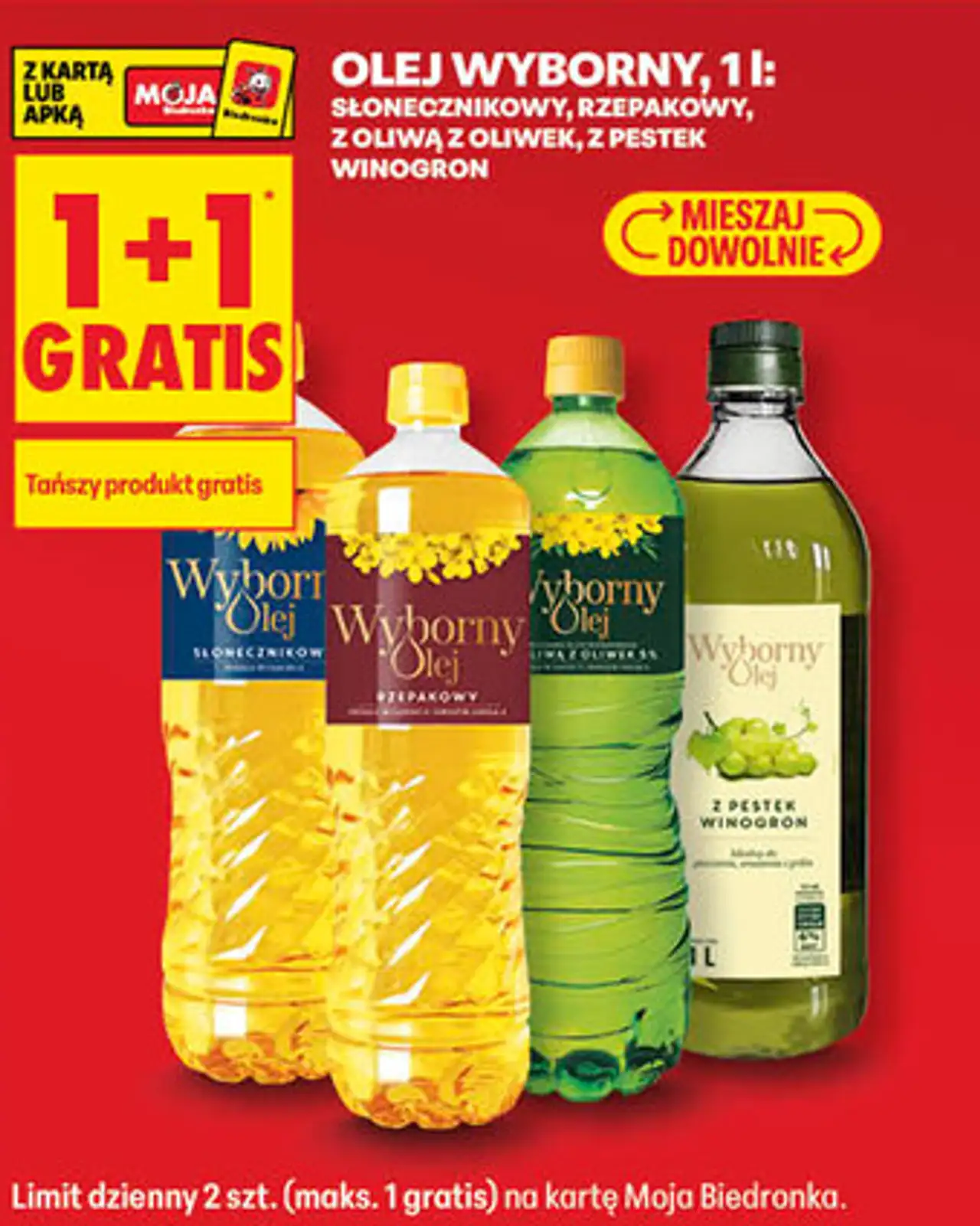 Olej Wyborny, 1 l (słonecznikowy, rzepakowy, z oliwą z oliwek, z pestek winogron)