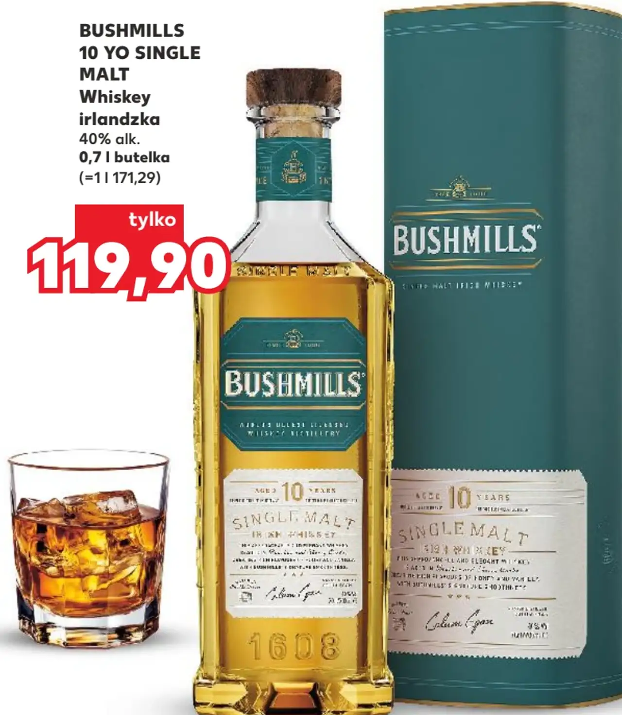 Bushmills 10 YO Single Malt Whiskey irlandzka 40% alk. 0,7 l