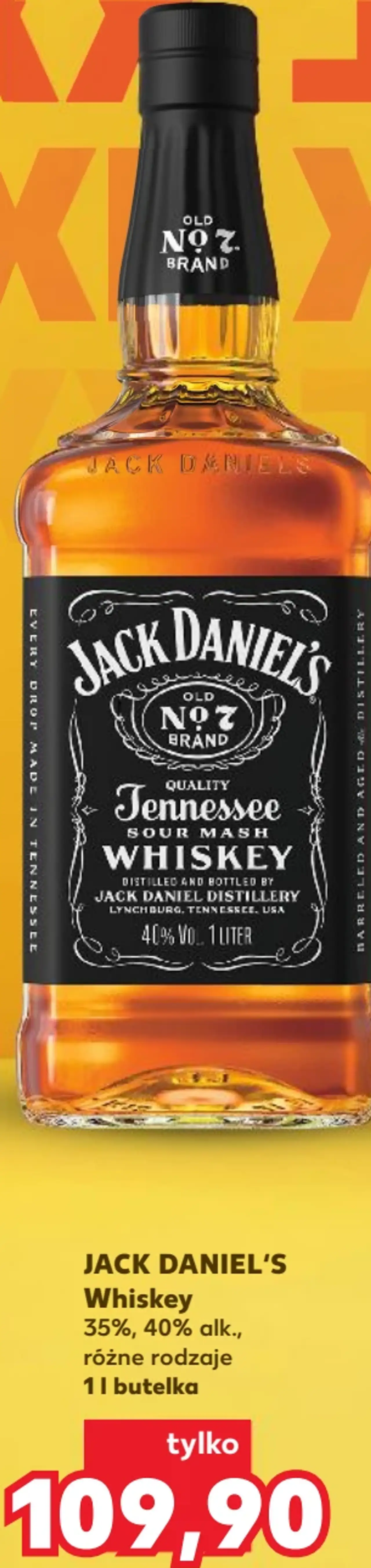 Jack Daniel's Tennessee Whiskey 35%, 40% alk. różne rodzaje 1 l
