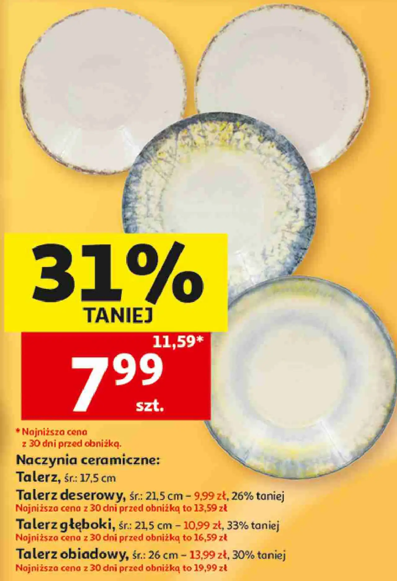 Naczynia ceramiczne: Talerz, Talerz deserowy, Talerz głęboki, Talerz obiadowy