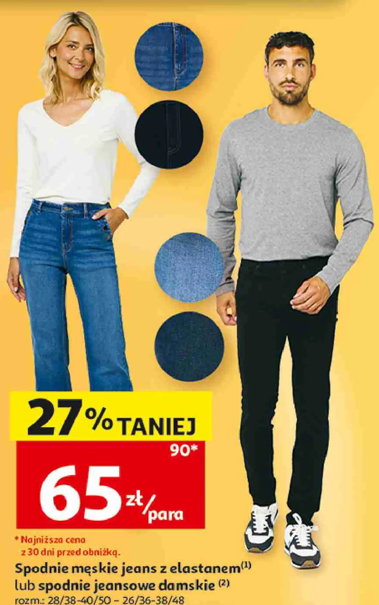 Inextenso Spodnie męskie jeans z elastanem lub spodnie jeansowe damskie
