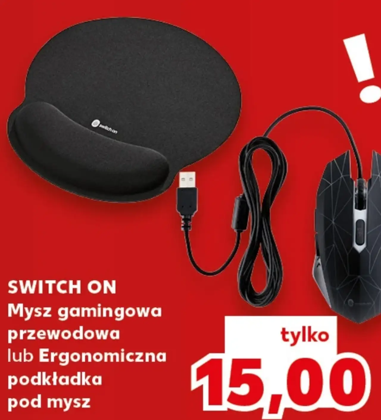 SWITCH ON Mysz gamingowa przewodowa lub Ergonomiczna podkładka pod mysz