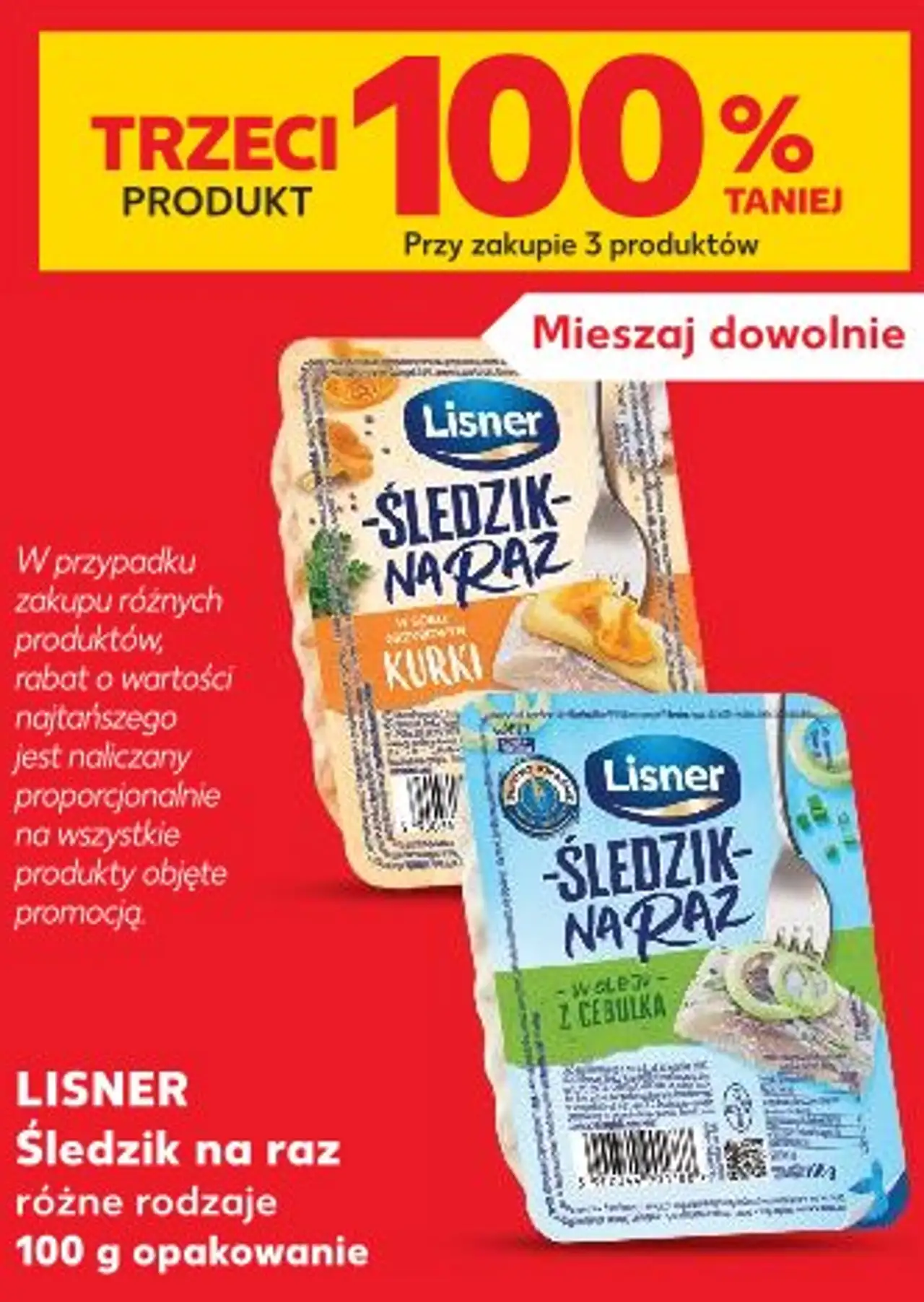 LISNER Śledzik na raz różne rodzaje 100 g opakowanie