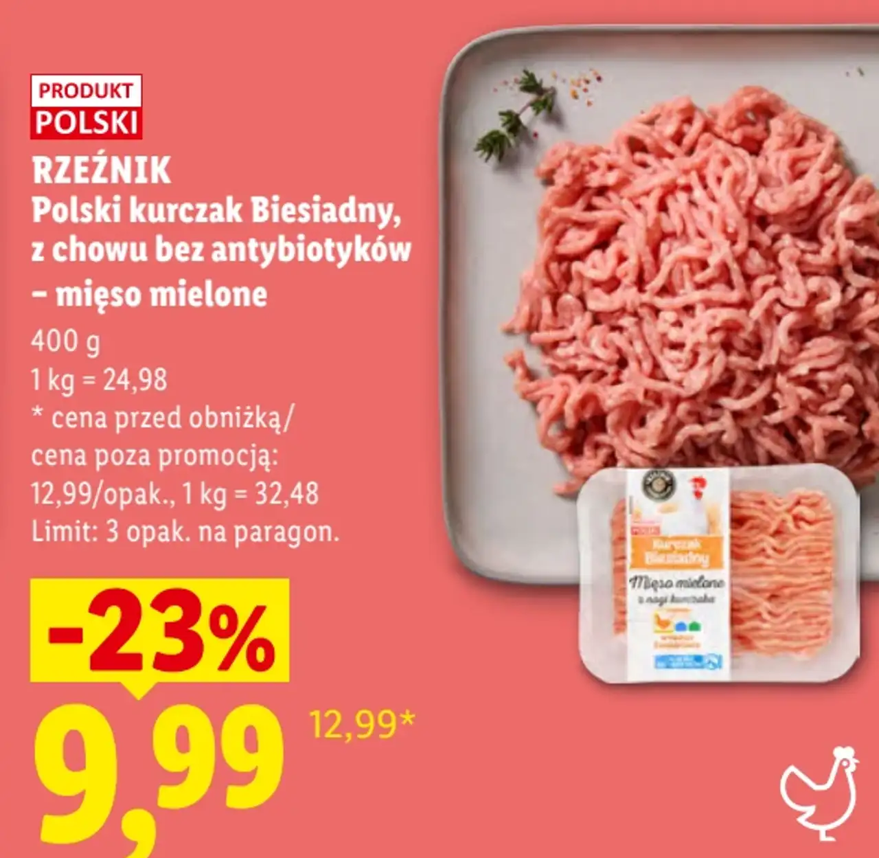 Rzeźnik Polski kurczak Biesiadny, z chowu bez antybiotyków - mięso mielone