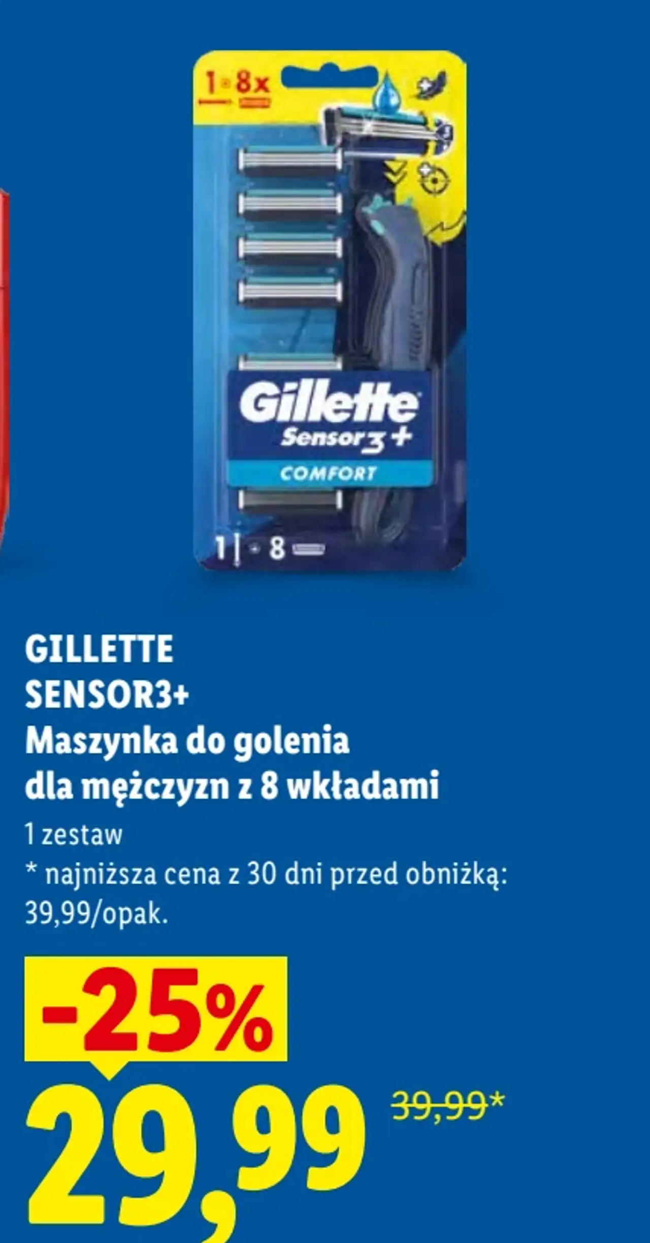 GILLETTE SENSOR3+ Maszynka do golenia dla mężczyzn z 8 wkładami