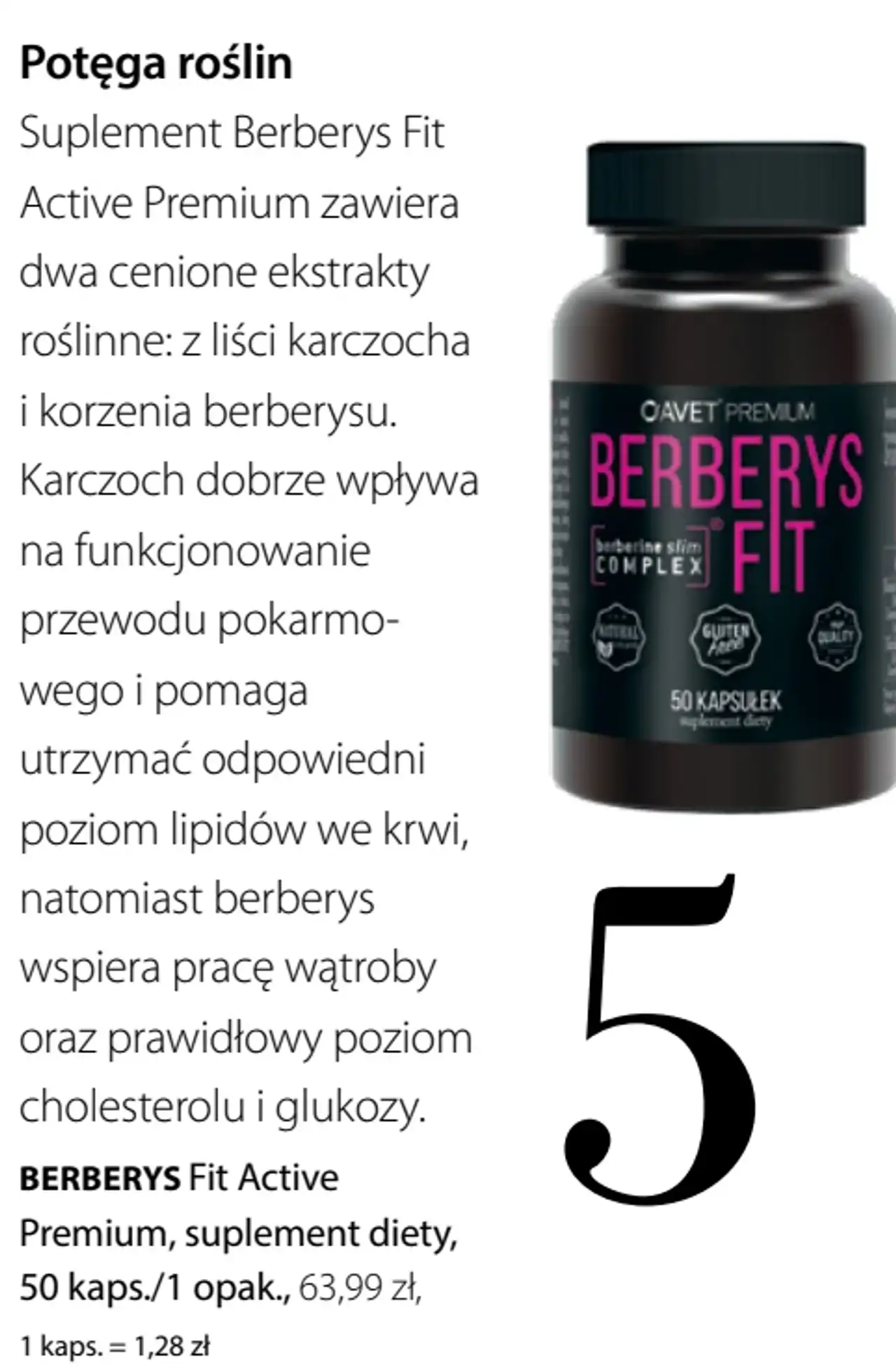 BERBERYS Fit Active Premium, suplement diety, 50 kaps./1 opak.