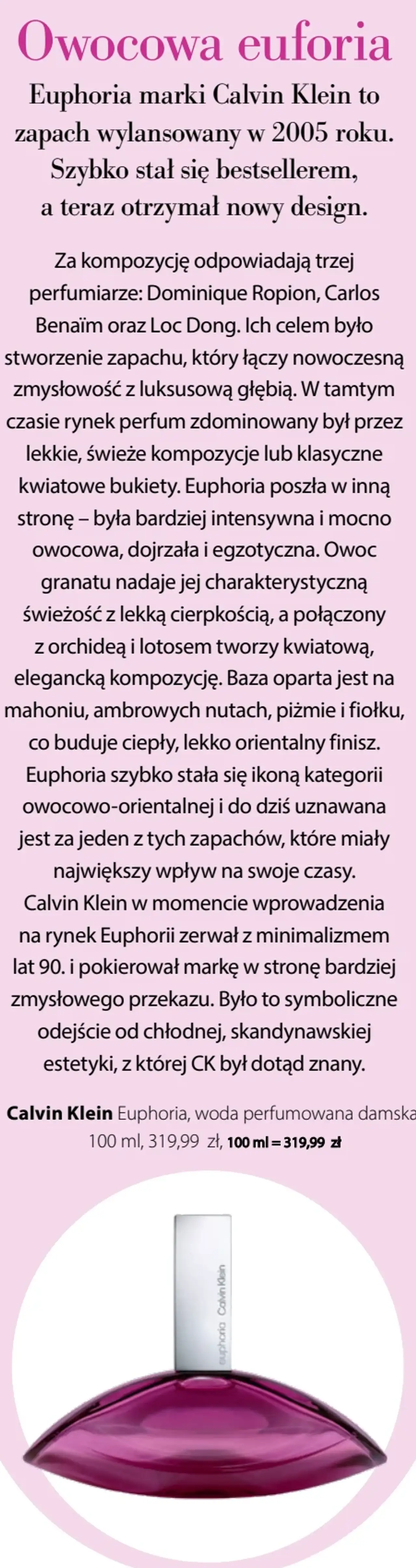 Calvin Klein Euphoria, woda perfumowana damska
