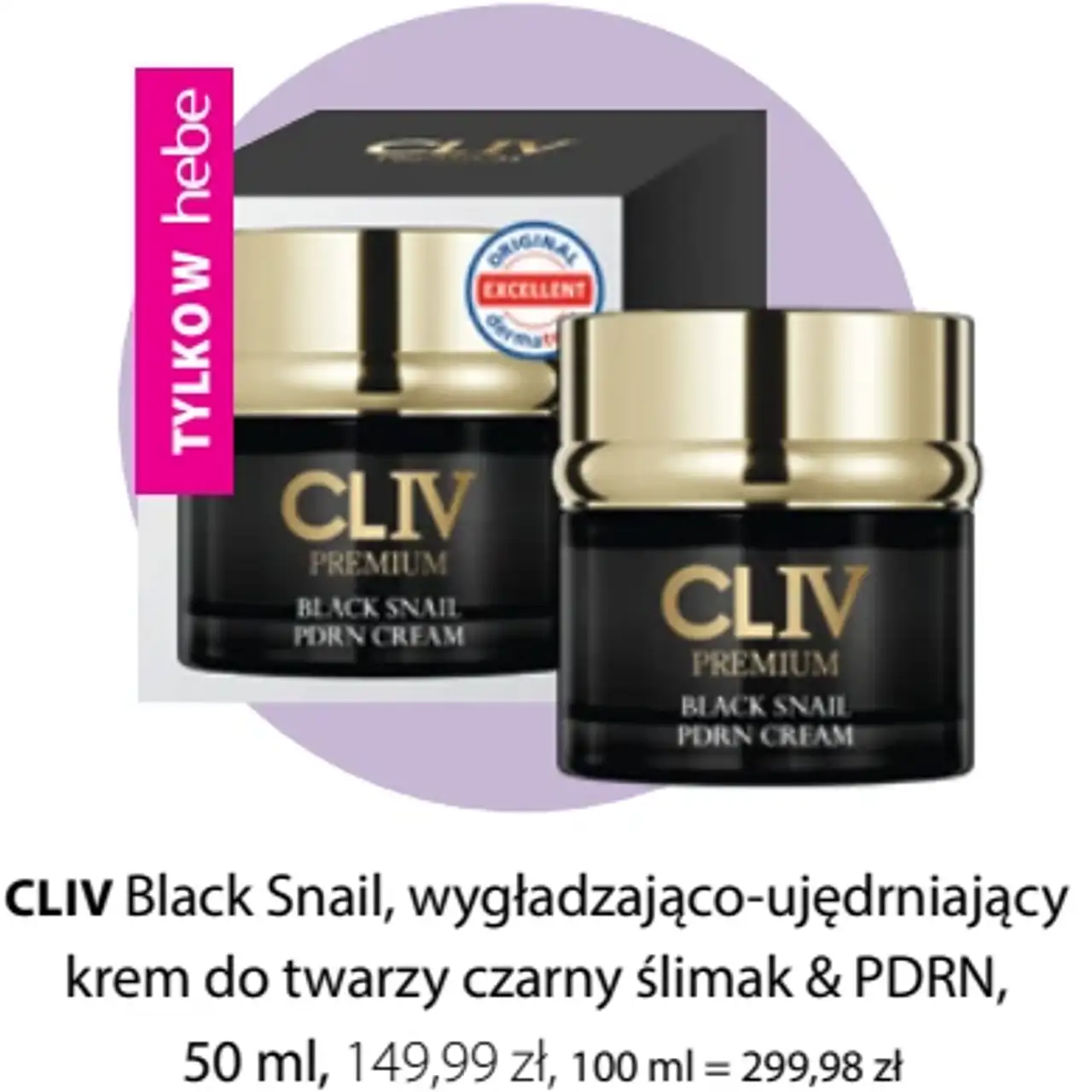 CLIV Black Snail, wygładzająco-ujędrniający krem do twarzy czarny ślimak & PDRN