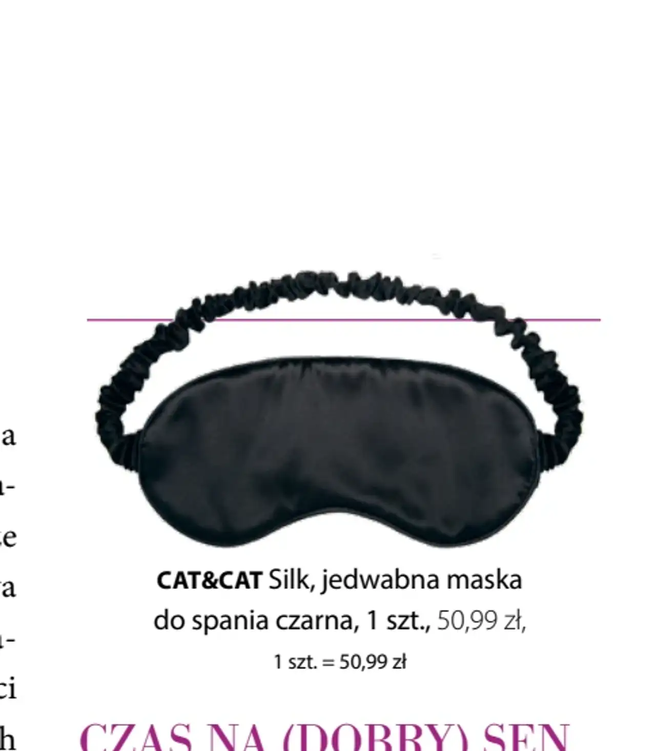 CAT&CAT Silk, jedwabna maska do spania czarna