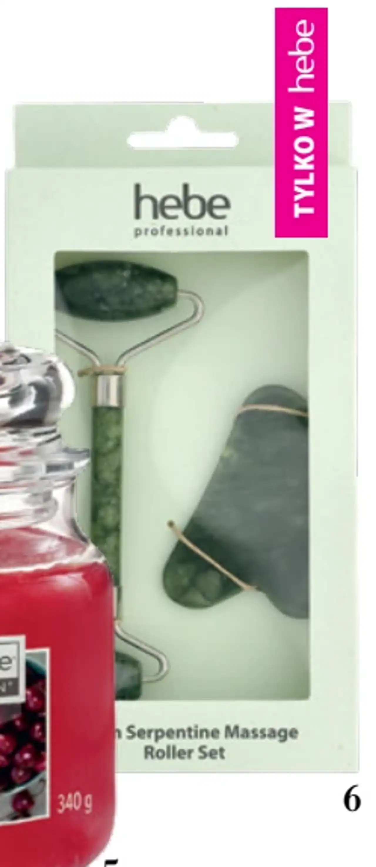 HEBE PROFESSIONAL zestaw: kamień serpentynowy gua sha do masażu twarzy + serpentynowy roller do masażu twarzy