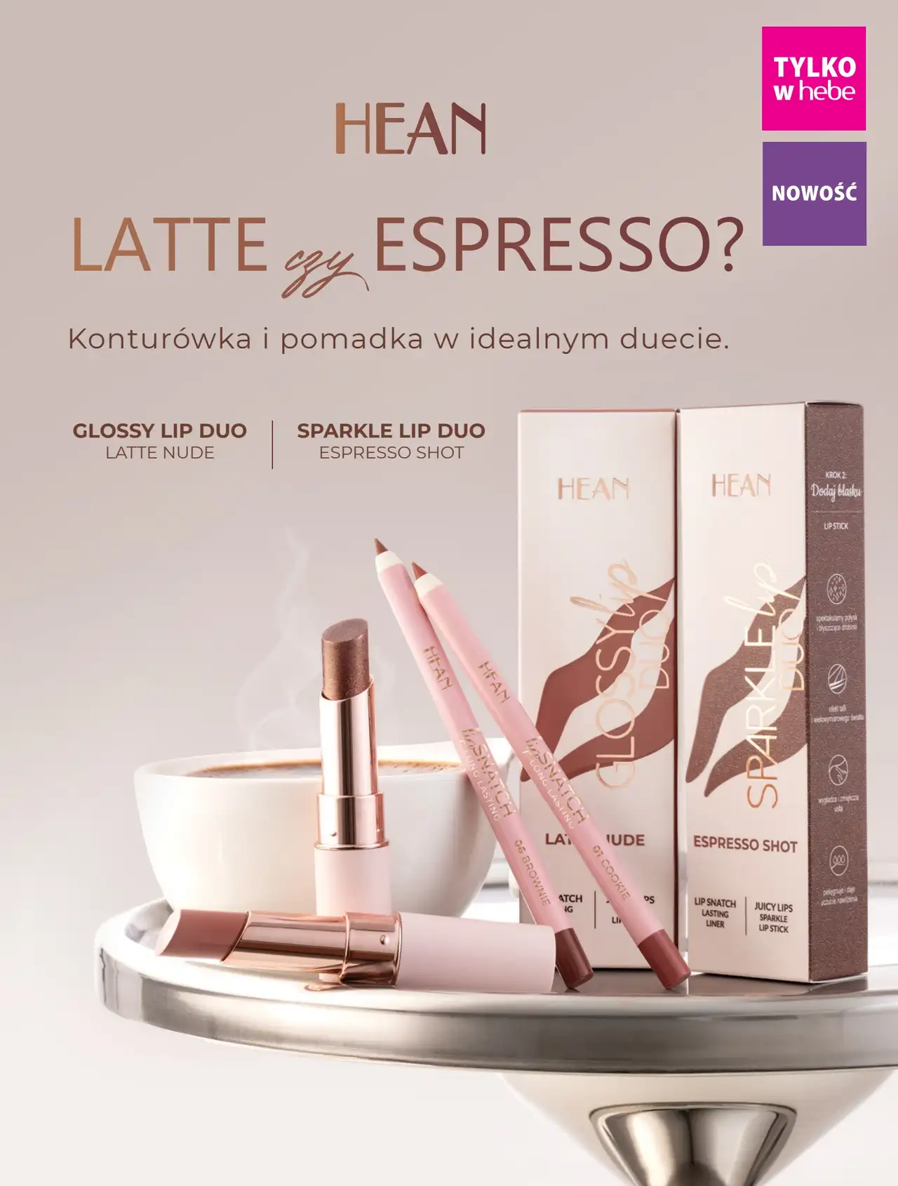 Pomadka i konturówka HEAN Lip Duo (Glossy Lip Duo / Sparkle Lip Duo)