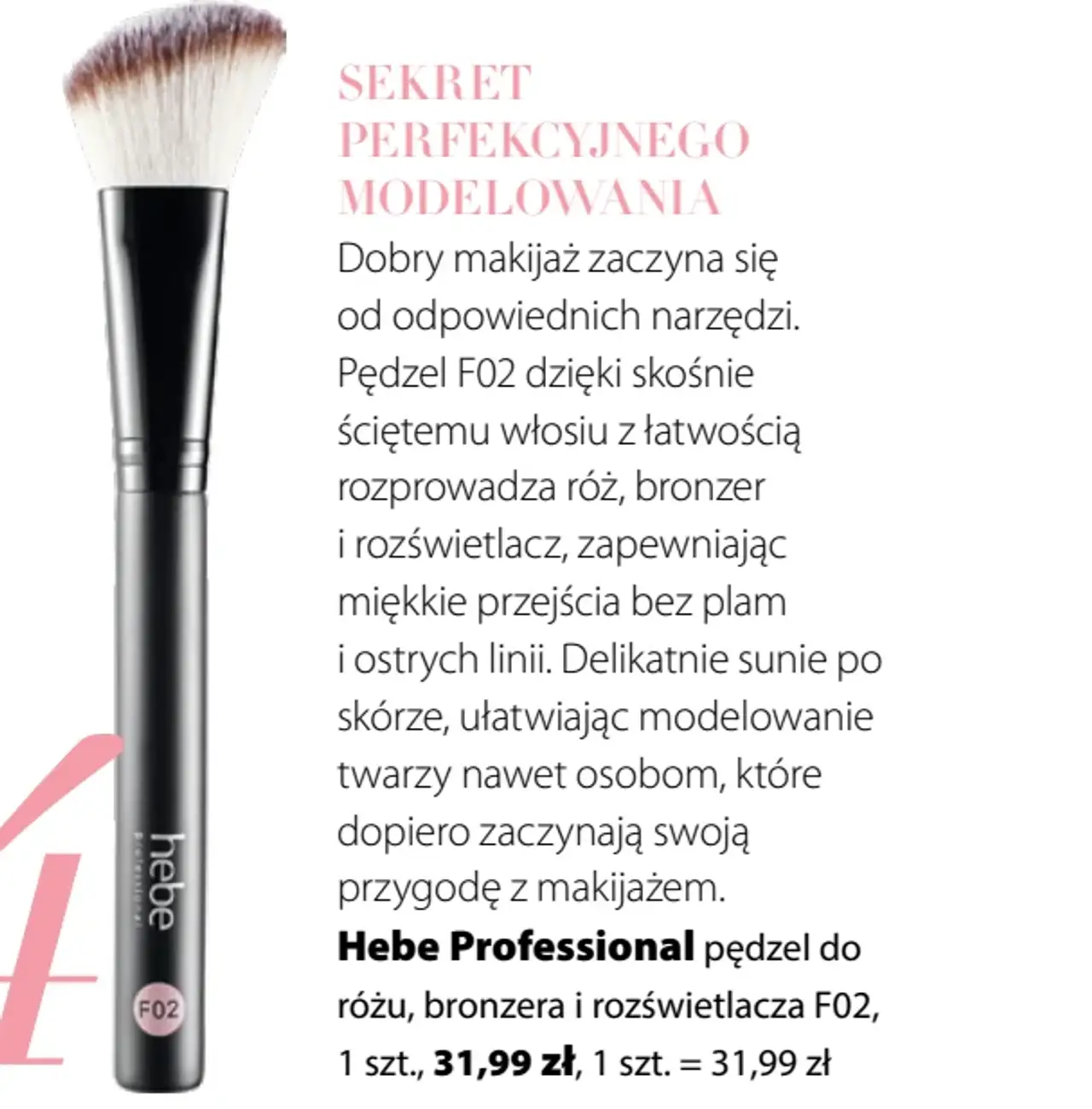 Hebe Professional pędzel do różu, bronzera i rozświetlacza F02