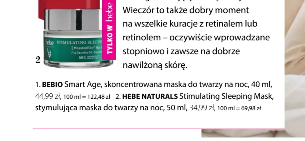 HEBE NATURALS Stimulating Sleeping Mask, stymulująca maska do twarzy na noc