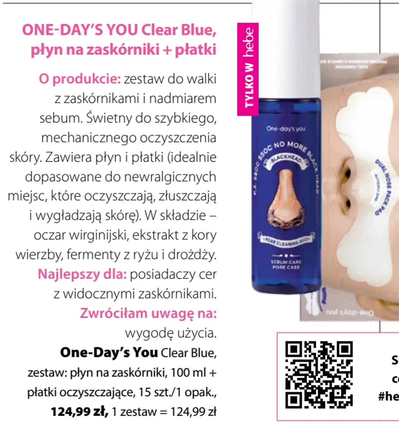 One-Day's You Clear Blue, zestaw: płyn na zaskórniki + płatki oczyszczające