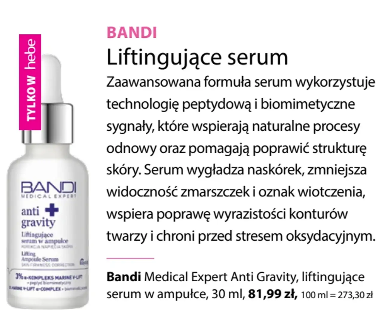 Bandi Medical Expert Anti Gravity, liftingujące serum w ampułce