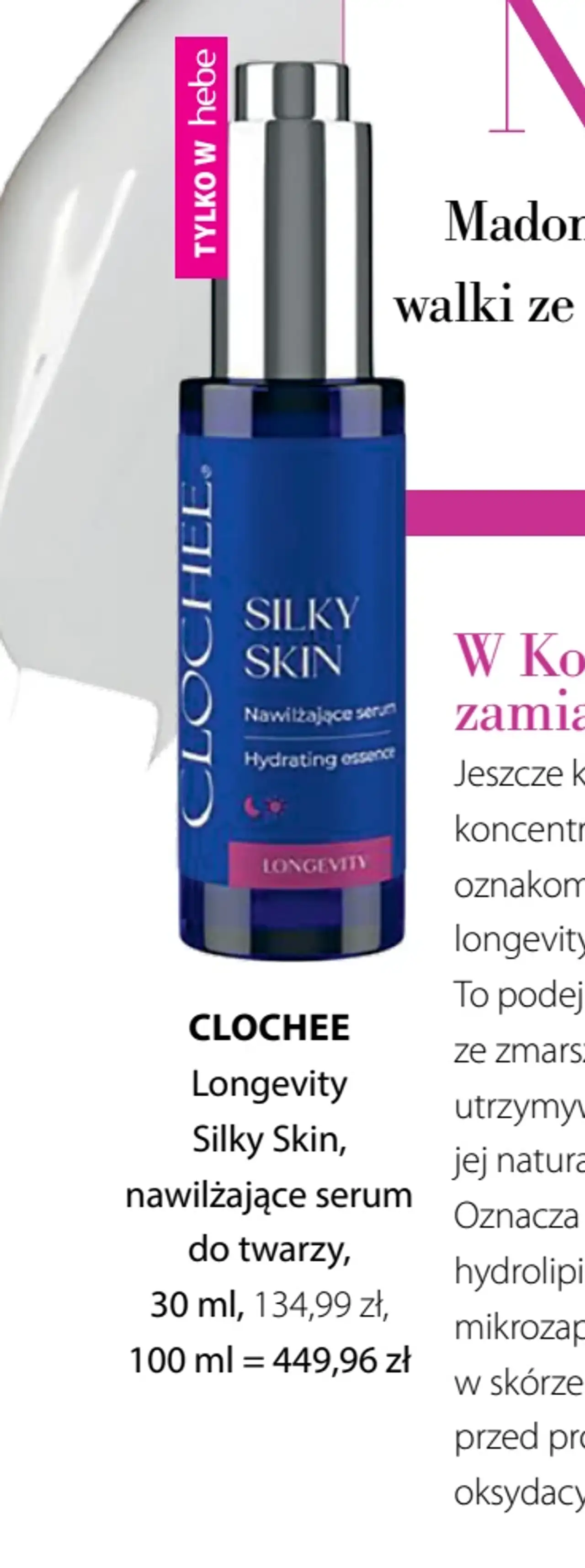 CLOCHEE Longevity Silky Skin Nawilżające serum do twarzy