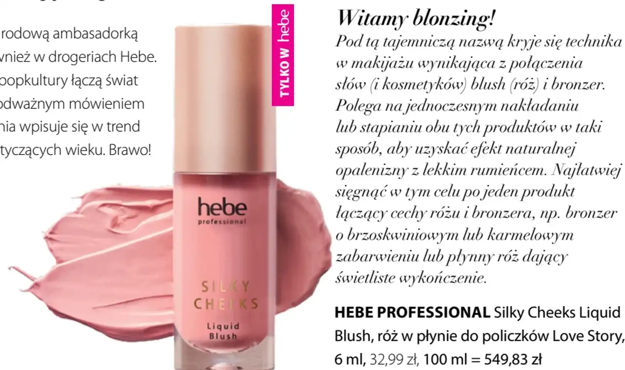 HEBE PROFESSIONAL Silky Cheeks Liquid Blush, róż w płynie do policzków