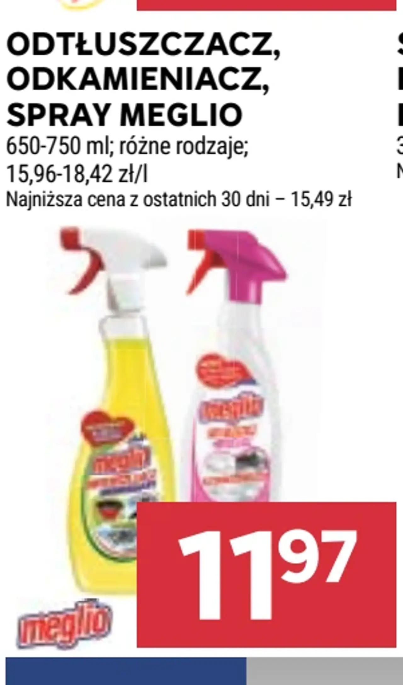 Odtłuszczacz, odkamieniacz, spray Meglio