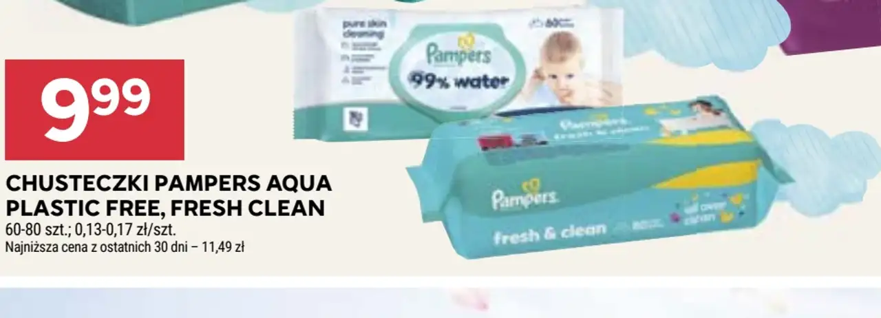 CHUSTECZKI PAMPERS AQUA PLASTIC FREE, FRESH CLEAN