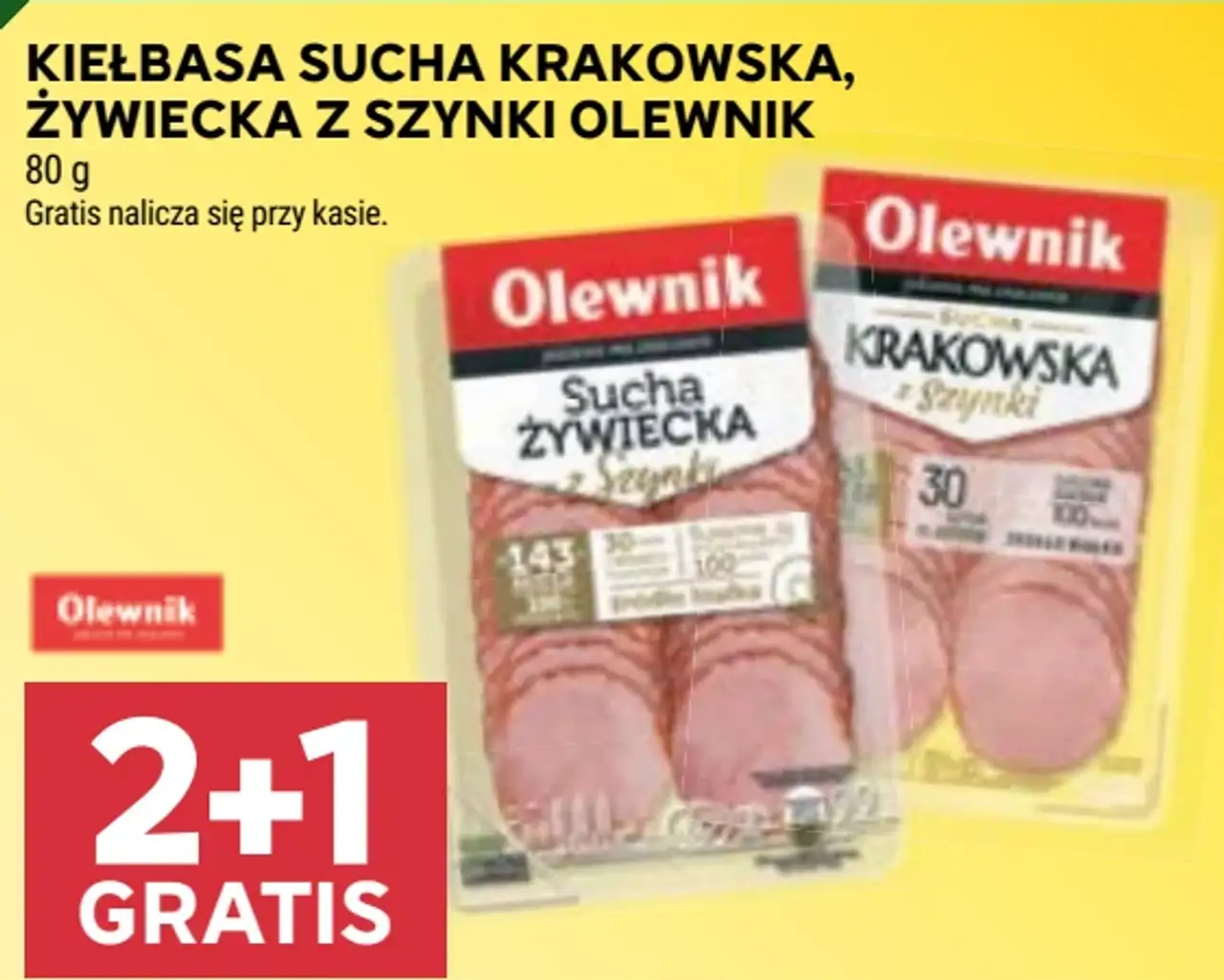 Kiełbasa sucha krakowska, żywiecka z szynki Olewnik