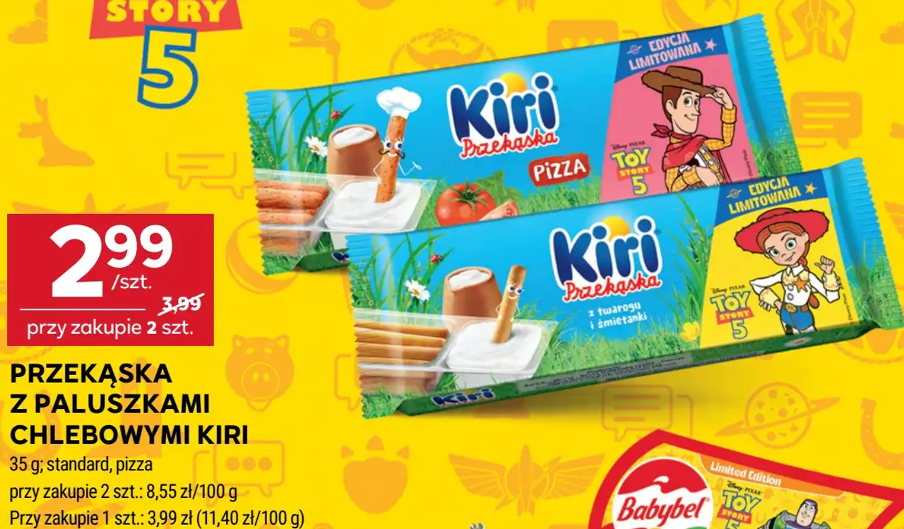 Przekąska z paluszkami chlebowymi Kiri standard / pizza
