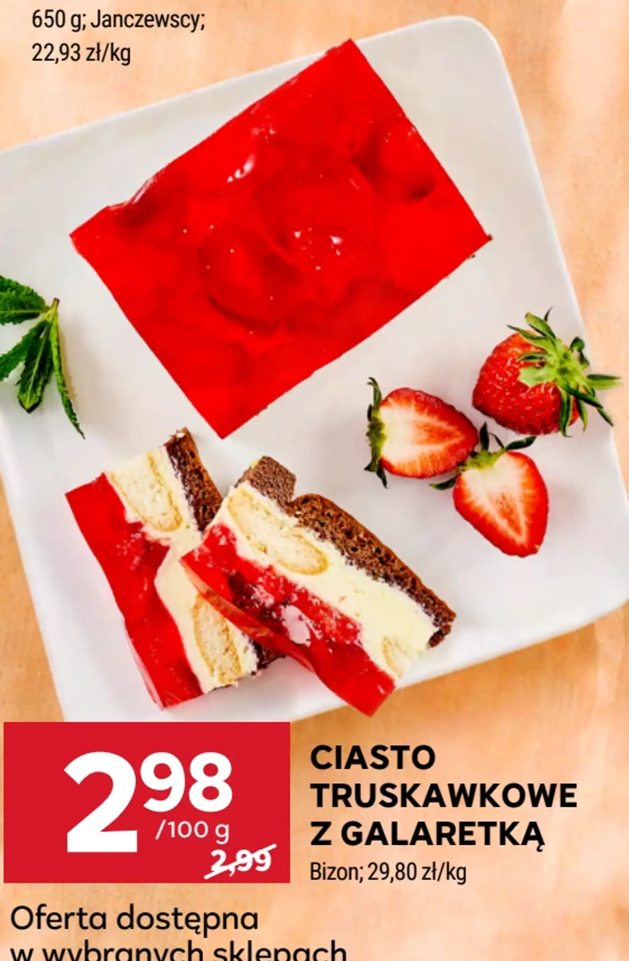 Ciasto truskawkowe z galaretką Bizon