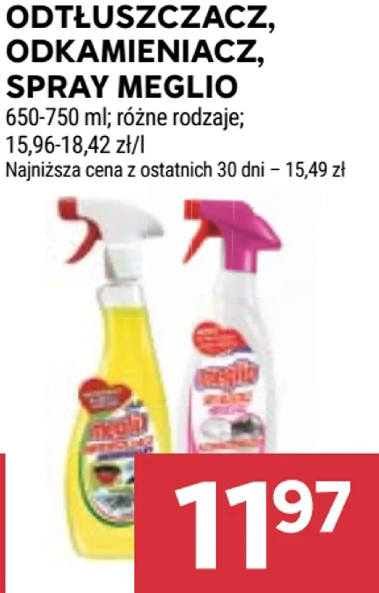 Odtłuszczacz, odkamieniacz, spray Meglio