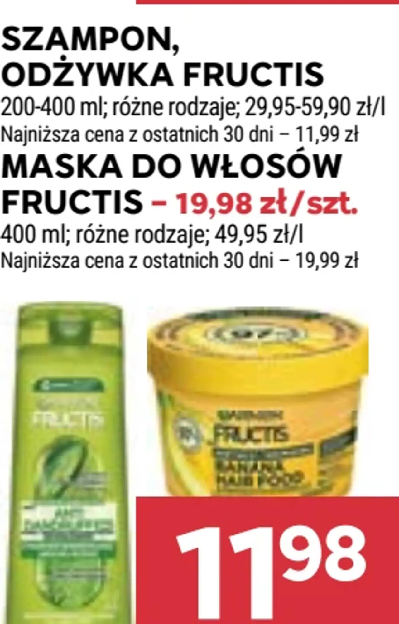 Szampon, odżywka, maska do włosów Fructis