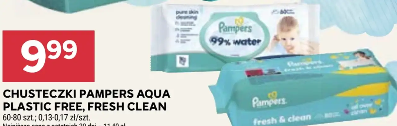 Chusteczki Pampers Aqua Plastic Free, Fresh Clean