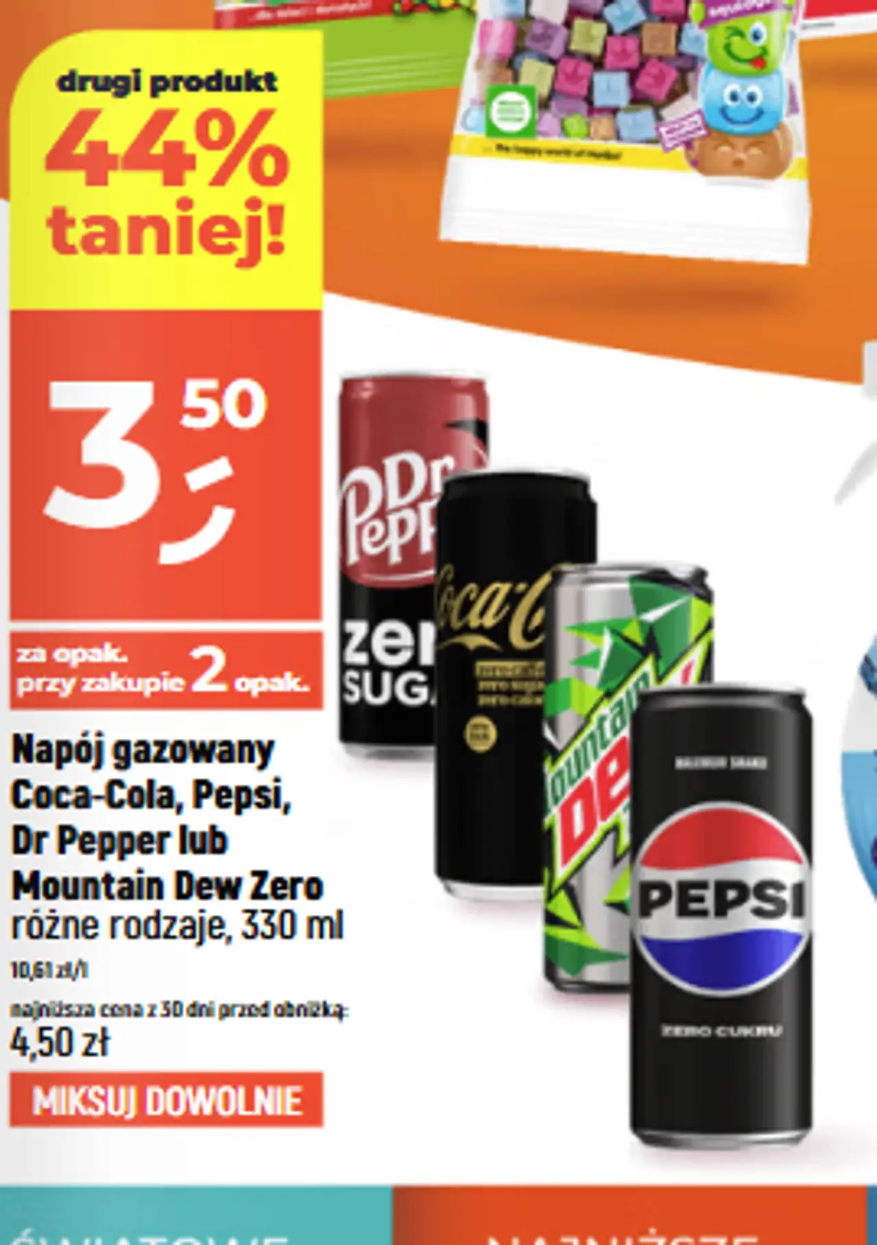 Napój gazowany Coca-Cola, Pepsi, Dr Pepper lub Mountain Dew Zero różne rodzaje