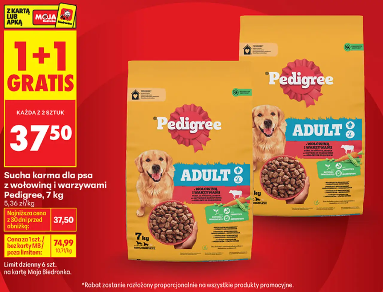 Sucha karma dla psa z wołowiną i warzywami Pedigree Adult, 7 kg