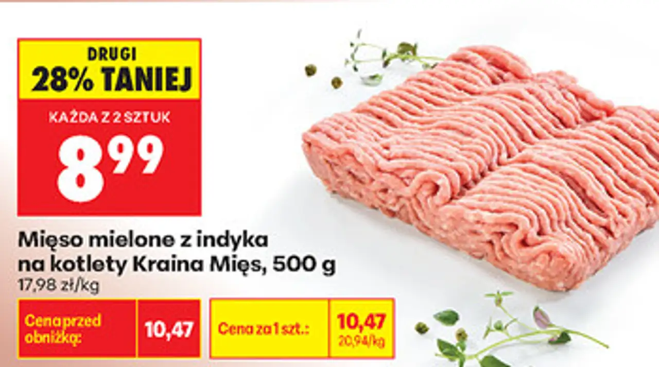 Mięso mielone z indyka na kotlety Kraina Mięs, 500 g