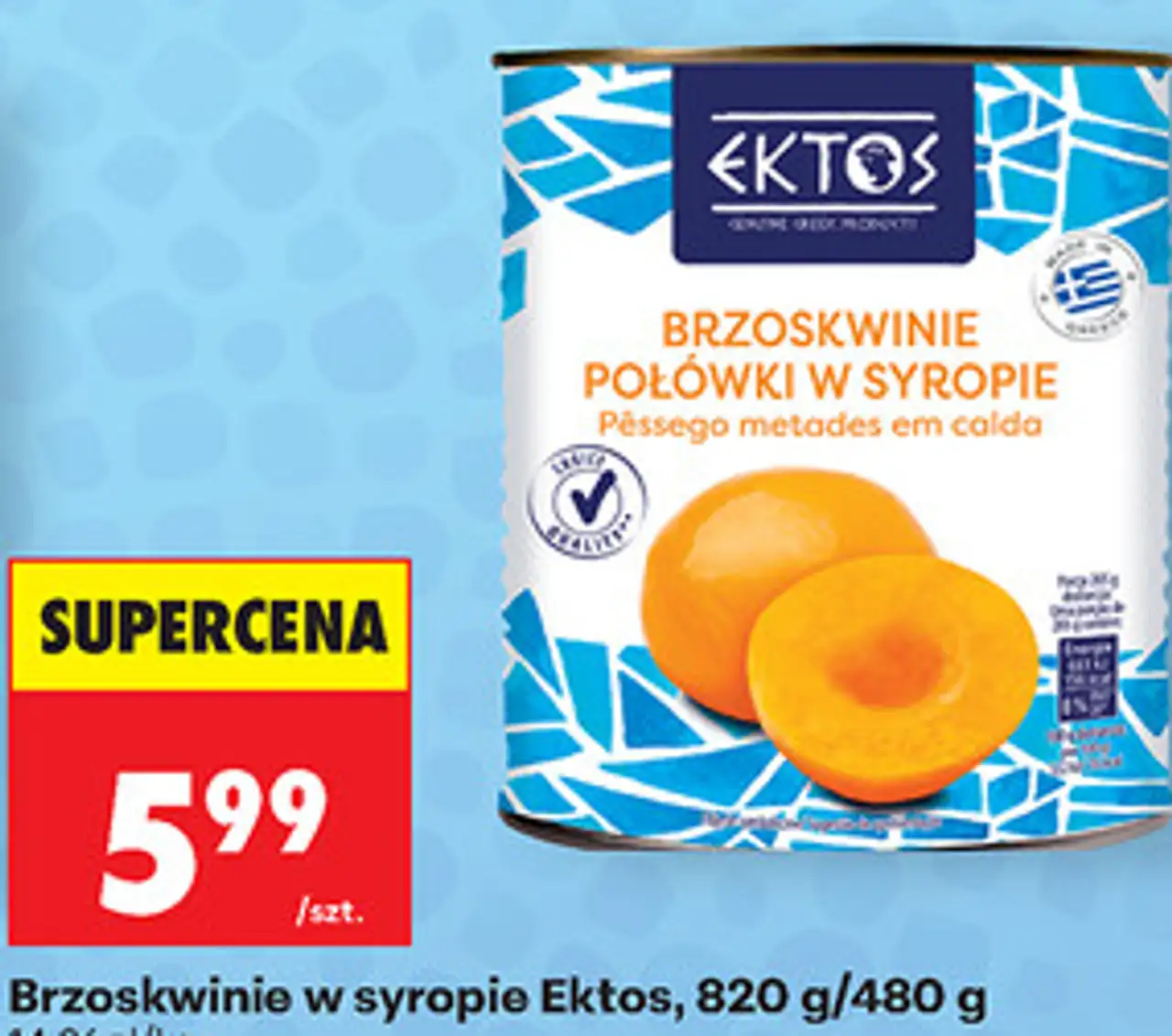 Brzoskwinie połówki w syropie Ektos