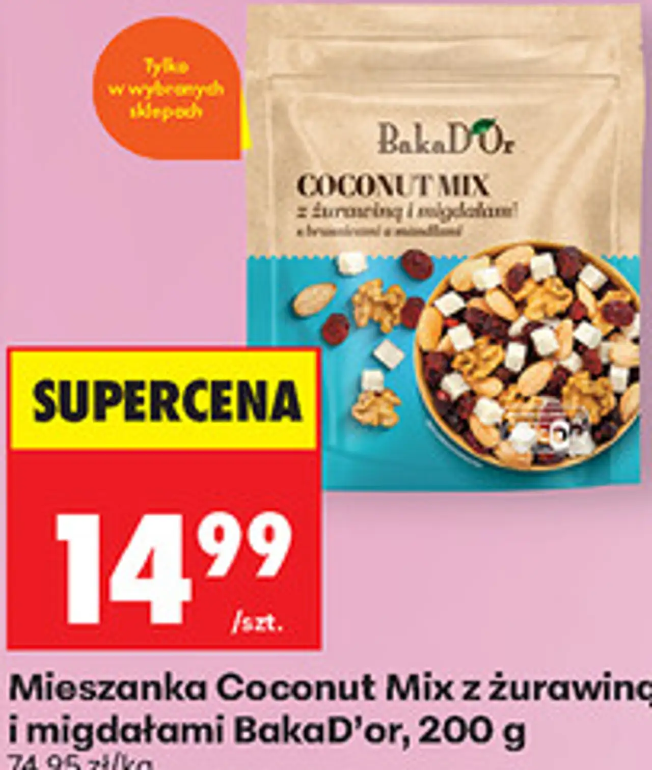 Mieszanka Coconut Mix z żurawiną i migdałami BakaD'or, 200 g