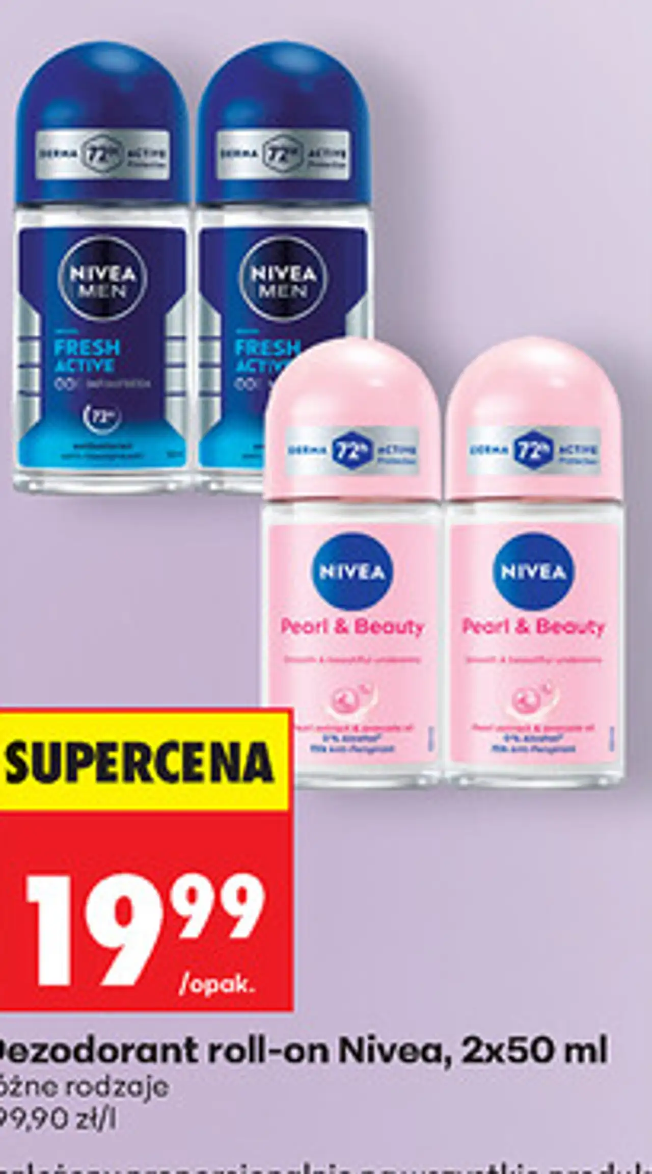 Dezodorant roll-on Nivea, 2x50 ml