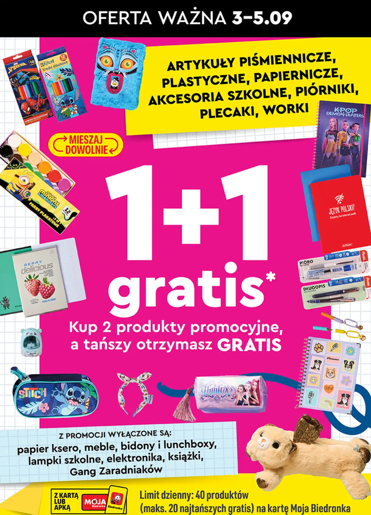 Artykuły piśmiennicze, plastyczne, papiernicze, akcesoria szkolne, piórniki, plecaki, worki