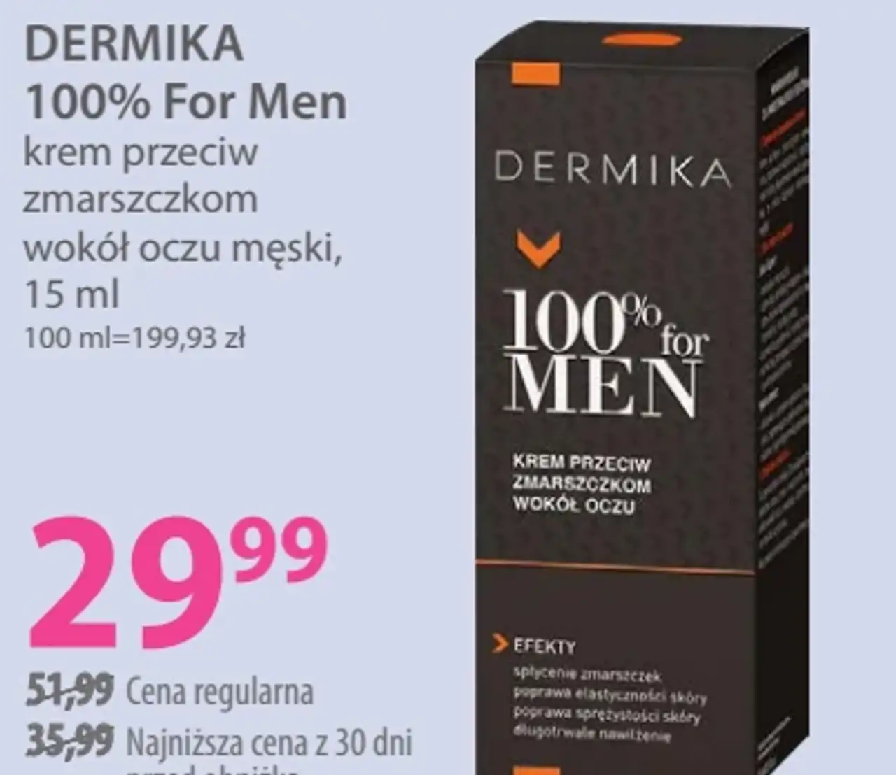 DERMIKA 100% For Men krem przeciw zmarszczkom wokół oczu męski